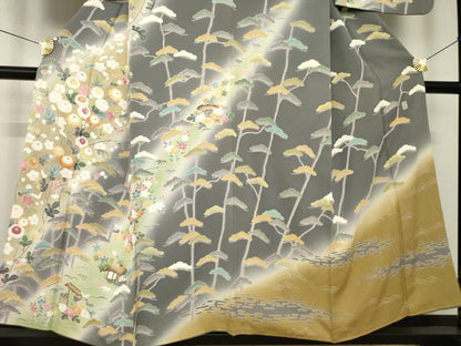平和屋着物●訪問着　友禅　作家物　風景松花文　暈し染め　金彩　正絹　逸品　AABK7342ck
