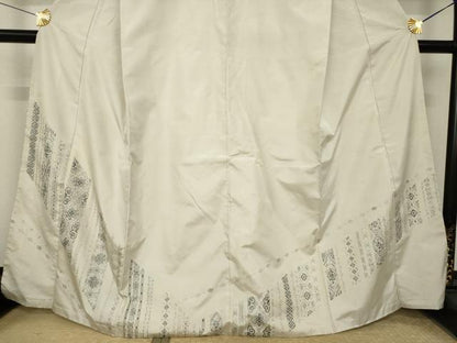 平和屋着物●本場縞大島紬　訪問着　総刺繍　飾花文　正絹　逸品　AABK7346ck