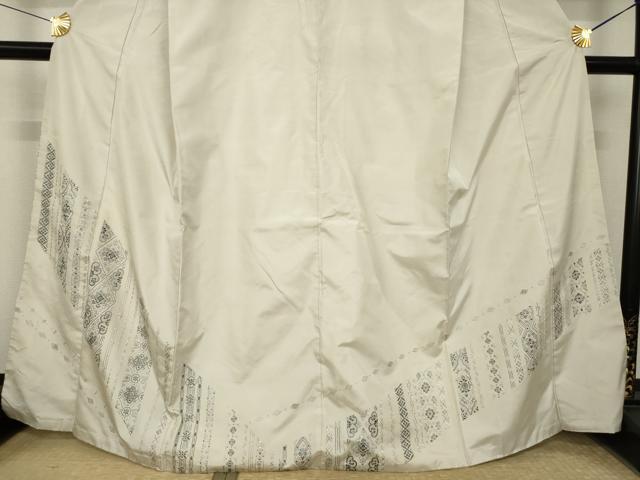 平和屋着物●本場縞大島紬　訪問着　総刺繍　飾花文　正絹　逸品　AABK7346ck