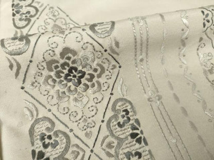 平和屋着物●本場縞大島紬　訪問着　総刺繍　飾花文　正絹　逸品　AABK7346ck