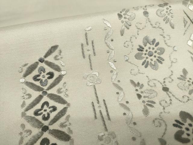 平和屋着物●本場縞大島紬　訪問着　総刺繍　飾花文　正絹　逸品　AABK7346ck