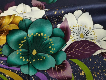 平和屋着物●豪華振袖　流水花文　金彩　正絹　逸品　AABK7347ck
