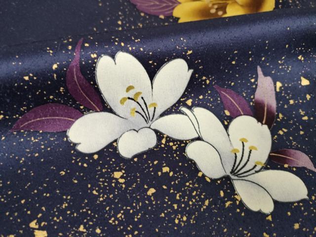 平和屋着物●豪華振袖　流水花文　金彩　正絹　逸品　AABK7347ck