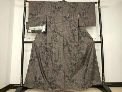 平和屋着物●本場大島紬　純泥染め　9マルキ　雲重ね花文　前山織物謹製　証紙付き　正絹　逸品　AABK7350ck
