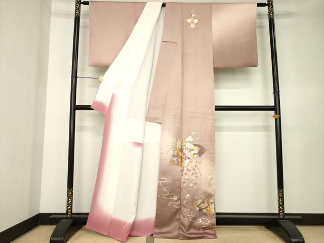 平和屋着物●金彩友禅　卓越技能者・名工・和田光正　訪問着　地紙花文　暈し染め　金銀彩　正絹　逸品　AABK7351ck