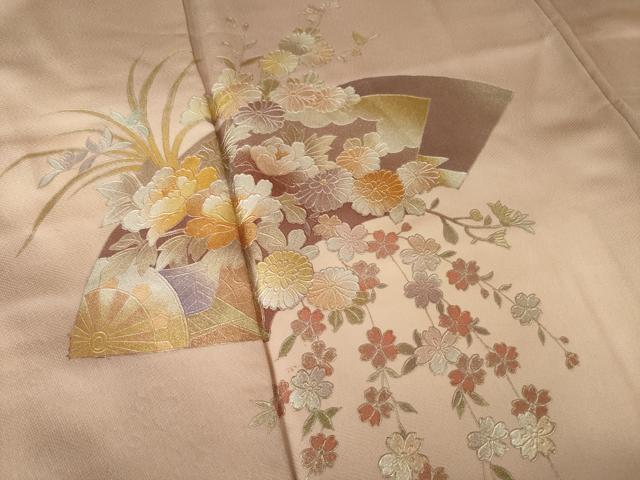 平和屋着物●金彩友禅　卓越技能者・名工・和田光正　訪問着　地紙花文　暈し染め　金銀彩　正絹　逸品　AABK7351ck