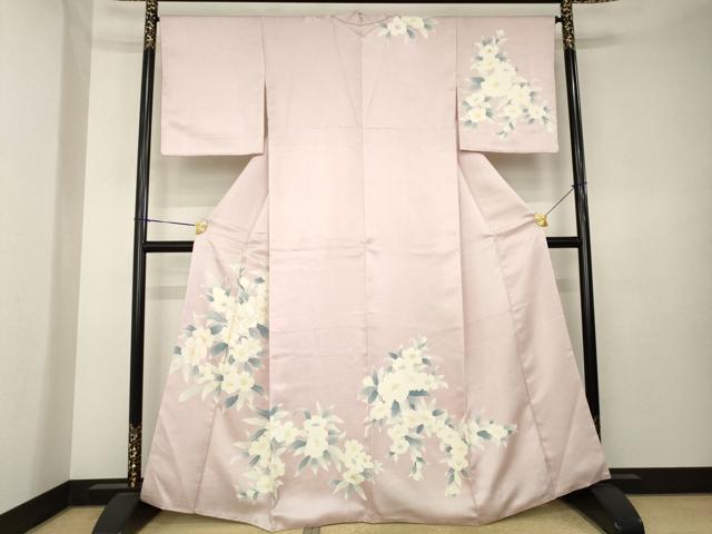 平和屋着物●訪問着　刺繍　草花文　銀彩　正絹　逸品　AABK7354ck