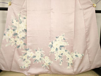 平和屋着物●訪問着　刺繍　草花文　銀彩　正絹　逸品　AABK7354ck