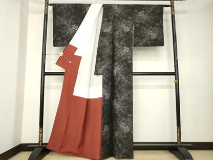 平和屋着物●本場大島紬　9マルキ　総絣　草花文　正絹　逸品　未使用　AABK7356ck