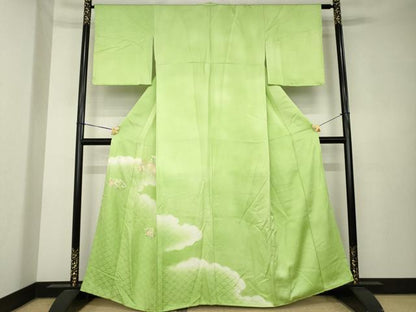 平和屋着物●色留訪問着　刺繍　地紙花文　暈し染め　正絹　逸品　未使用　AABK7359ck