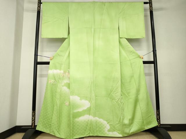 平和屋着物●色留訪問着　刺繍　地紙花文　暈し染め　正絹　逸品　未使用　AABK7359ck