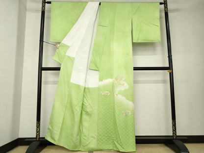 平和屋着物●色留訪問着　刺繍　地紙花文　暈し染め　正絹　逸品　未使用　AABK7359ck