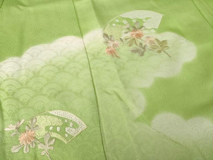 平和屋着物●色留訪問着　刺繍　地紙花文　暈し染め　正絹　逸品　未使用　AABK7359ck