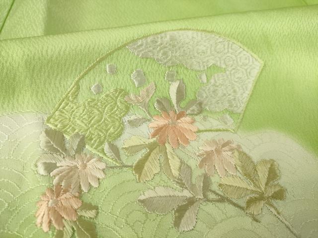 平和屋着物●色留訪問着　刺繍　地紙花文　暈し染め　正絹　逸品　未使用　AABK7359ck