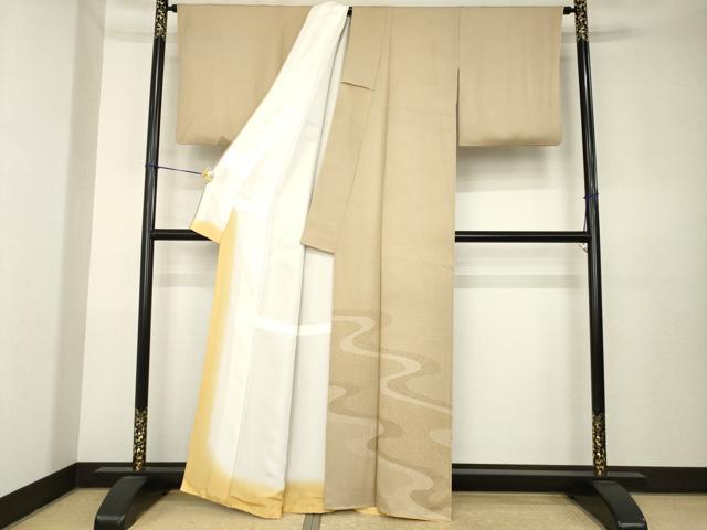 平和屋着物●江戸小紋　色留袖　流水文　極小鮫小紋柄　金彩　正絹　逸品　AABK7361ck