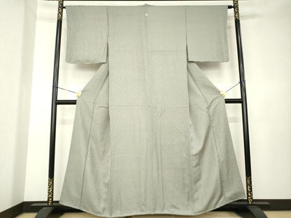 平和屋着物●お召　花唐草地紋　生壁色　正絹　逸品　未使用　AABK7364ck