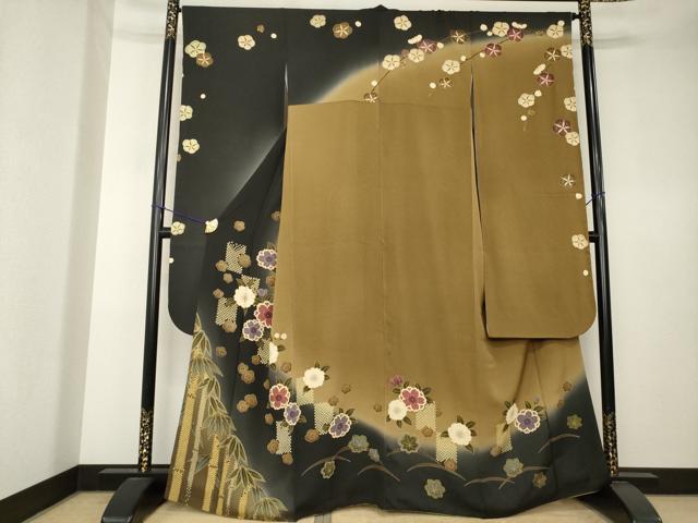 平和屋着物●豪華振袖　舞花　笹　暈し染め　金彩　正絹　逸品　AABK7372ck