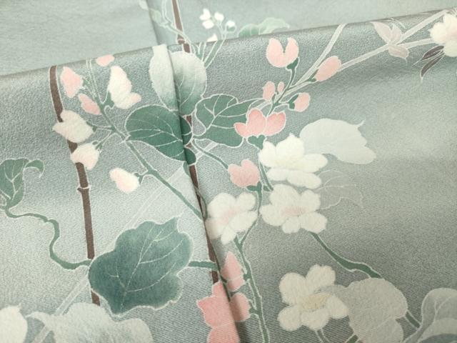 平和屋着物●訪問着　友禅　草花文　暈し染め　正絹　逸品　AABK7373ck