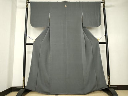 平和屋着物●上質な色無地　黒橡色　正絹　逸品　AABK7376ck