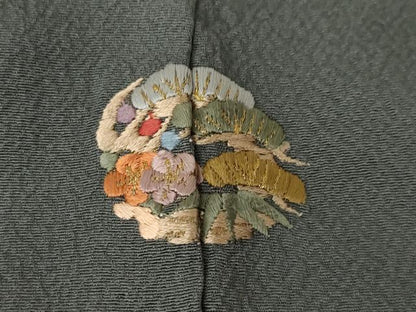平和屋着物●上質な色無地　黒橡色　正絹　逸品　AABK7376ck