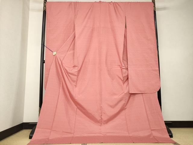 平和屋着物●本場縞大島紬　振袖　薄紅色　ロング丈　正絹　逸品　未使用　AABK7379ck