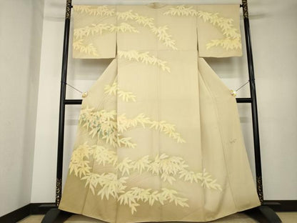 平和屋着物●国際的オートクチュール　デザイナー　君島一郎　KIMIJIMA　訪問着　刺繍　笹　暈し染め　さが美扱い　正絹　逸品　AABK7383ck