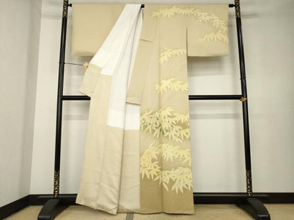 平和屋着物●国際的オートクチュール　デザイナー　君島一郎　KIMIJIMA　訪問着　刺繍　笹　暈し染め　さが美扱い　正絹　逸品　AABK7383ck