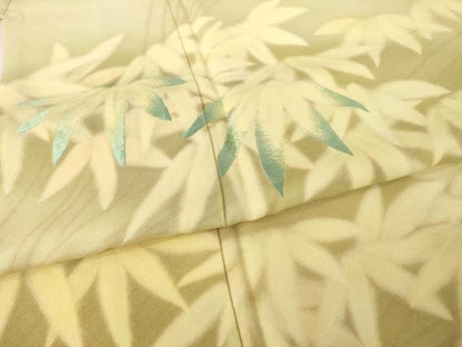 平和屋着物●国際的オートクチュール　デザイナー　君島一郎　KIMIJIMA　訪問着　刺繍　笹　暈し染め　さが美扱い　正絹　逸品　AABK7383ck