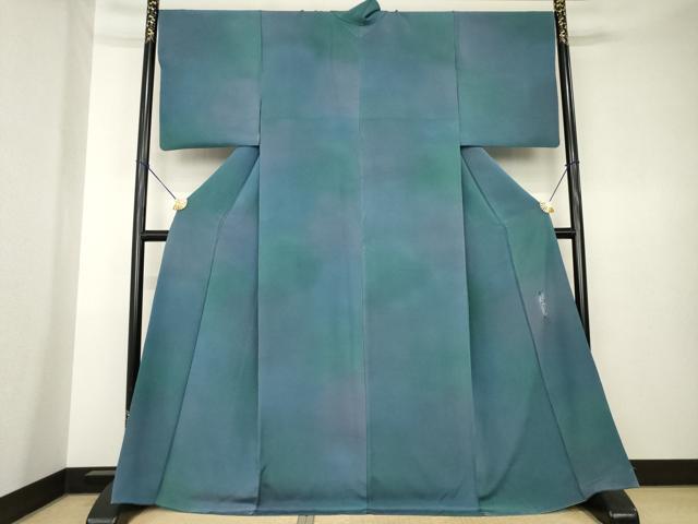 平和屋着物●染色作家　斉藤三才　小紋　霞文　暈し染め　正絹　逸品　AABK7386ck