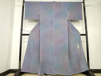平和屋着物●染色作家　斉藤三才　小紋　霞文　暈し染め　正絹　逸品　AABK7390ck