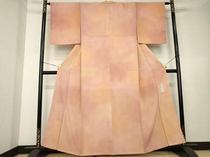 平和屋着物●染色作家　斉藤三才　小紋　霞文　暈し染め　正絹　逸品　AABK7391ck