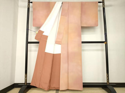 平和屋着物●染色作家　斉藤三才　小紋　霞文　暈し染め　正絹　逸品　AABK7391ck