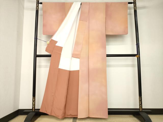 平和屋着物●染色作家　斉藤三才　小紋　霞文　暈し染め　正絹　逸品　AABK7391ck