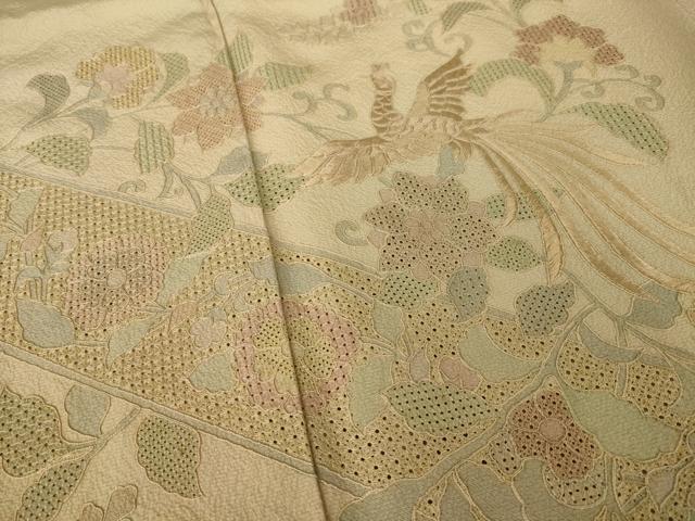 平和屋着物●訪問着　総刺繍　中国三大刺繍　汕頭刺繍　スワトウ刺繍　鳳凰花文　暈し染め　正絹　逸品　AABK7392ck