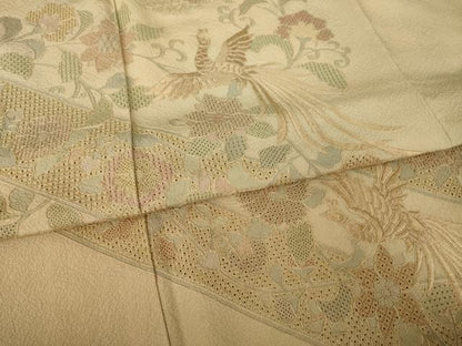 平和屋着物●訪問着　総刺繍　中国三大刺繍　汕頭刺繍　スワトウ刺繍　鳳凰花文　暈し染め　正絹　逸品　AABK7392ck