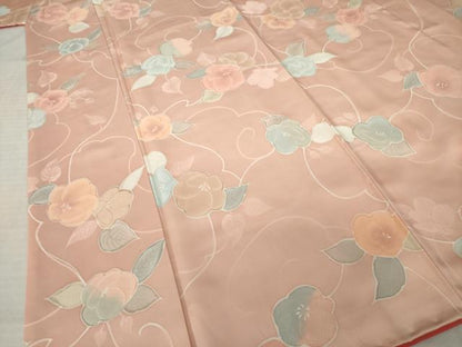 平和屋着物●上質な小紋　地紋起こし　草花文　正絹　逸品　AABK7394ck
