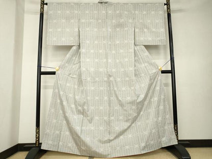 平和屋着物●本場大島紬　白大島　7マルキ　幾何学文様　正絹　逸品　AABK7397ck