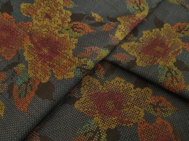 平和屋着物●本場大島紬　7マルキ　花唐草文　正絹　逸品　未使用　AABK7398ck