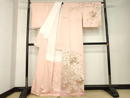平和屋着物●訪問着　駒刺繍　花篭文　暈し染め　金彩　正絹　逸品　AABK7399ck
