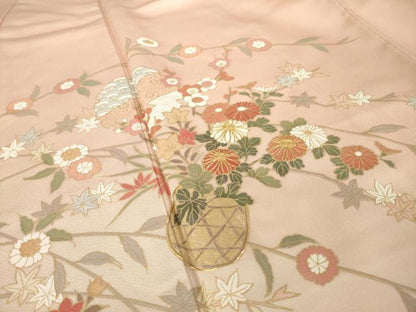平和屋着物●訪問着　駒刺繍　花篭文　暈し染め　金彩　正絹　逸品　AABK7399ck