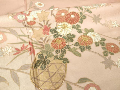 平和屋着物●訪問着　駒刺繍　花篭文　暈し染め　金彩　正絹　逸品　AABK7399ck