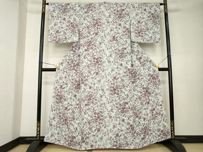 平和屋着物●上質な小紋　型染め　更紗花文　正絹　逸品　AABK7401ck