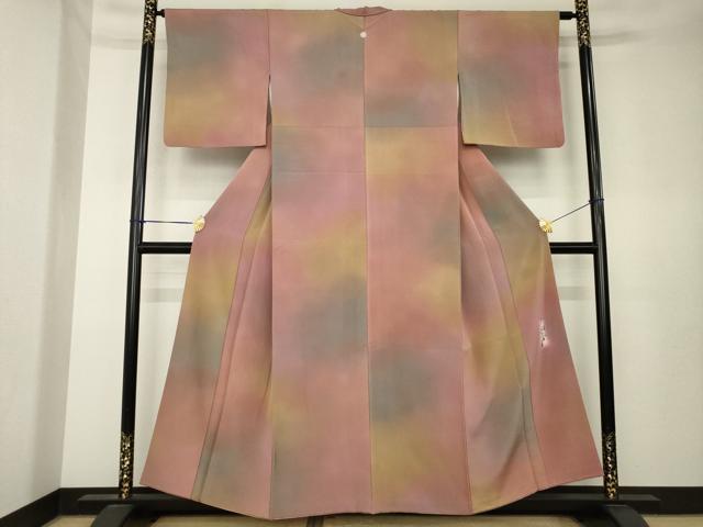 平和屋着物●染色作家　斉藤三才　小紋　霞文　暈し染め　正絹　逸品　AABK7404ck