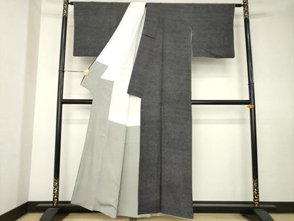 平和屋着物●江戸小紋　大小あられ　黒地　正絹　逸品　AABK7409ck
