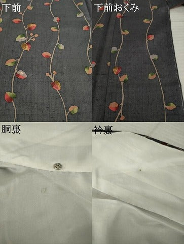 平和屋着物●上質な小紋　紬地　蔦草文　正絹　逸品　未使用　AABK7410ck