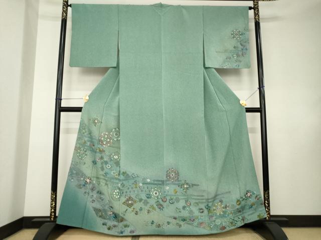 平和屋着物●訪問着　中国三大刺繍　汕頭刺繍　スワトウ刺繍　総刺繍　正倉院花文　正絹　逸品　AABK7411ck