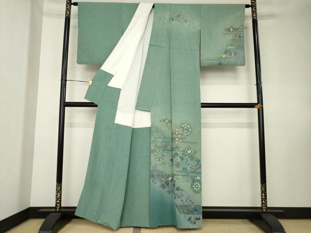 平和屋着物●訪問着　中国三大刺繍　汕頭刺繍　スワトウ刺繍　総刺繍　正倉院花文　正絹　逸品　AABK7411ck