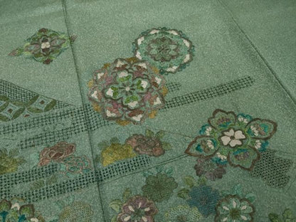 平和屋着物●訪問着　中国三大刺繍　汕頭刺繍　スワトウ刺繍　総刺繍　正倉院花文　正絹　逸品　AABK7411ck