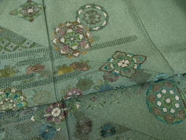 平和屋着物●訪問着　中国三大刺繍　汕頭刺繍　スワトウ刺繍　総刺繍　正倉院花文　正絹　逸品　AABK7411ck