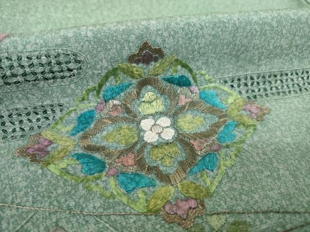 平和屋着物●訪問着　中国三大刺繍　汕頭刺繍　スワトウ刺繍　総刺繍　正倉院花文　正絹　逸品　AABK7411ck